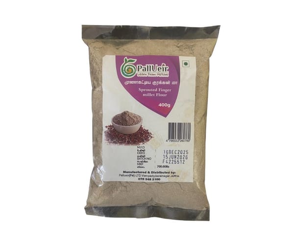 Sprouted Finger Millet Flour | Sprout Ragi Flour | முளை கட்டிய குரக்கன் மா | 400g | 100% Natural & Gluten Free